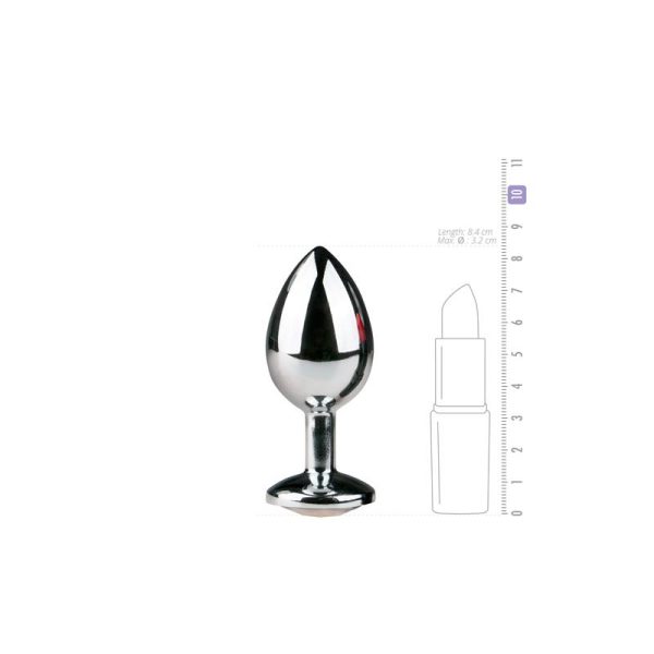 Metal Butt Plug No. 2 - Silver/Clear - Image 3