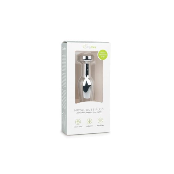 Metal Butt Plug No. 9 - Silver/Clear - Image 4