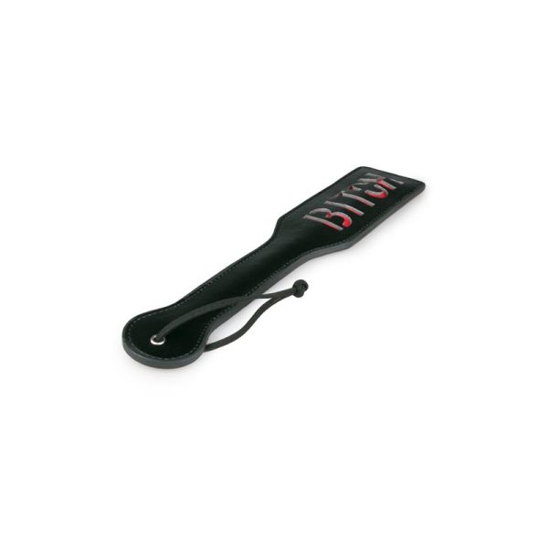 Black Leather Paddle - Bitch - Image 2