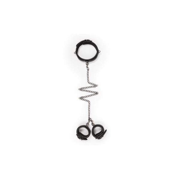 Ligature Set Collar with Handcuffs Black - Image 2
