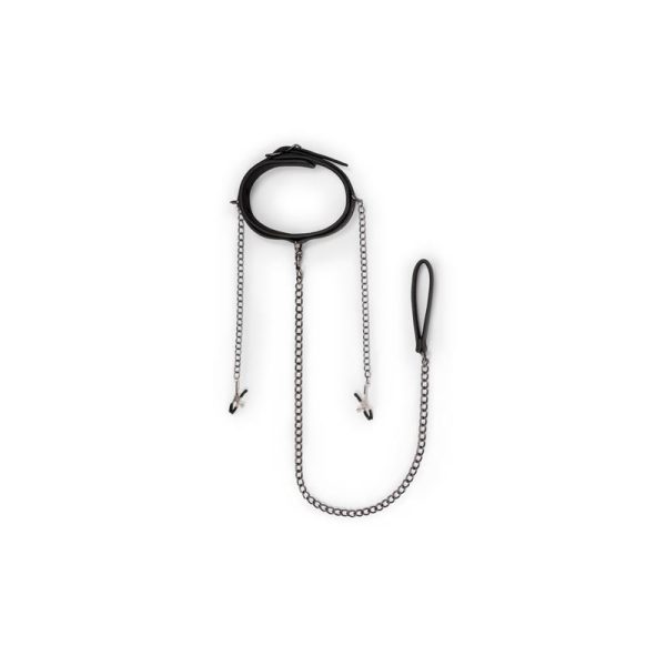 Leather Collar With Nipple Chains - Image 3