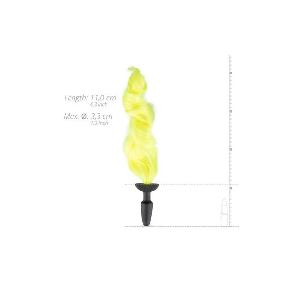 Silicone Butt Plug With Tail - Yellow - Image 3
