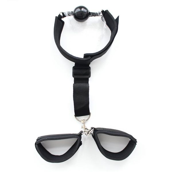 Gag Ball with Hand Cuff Black - Image 2