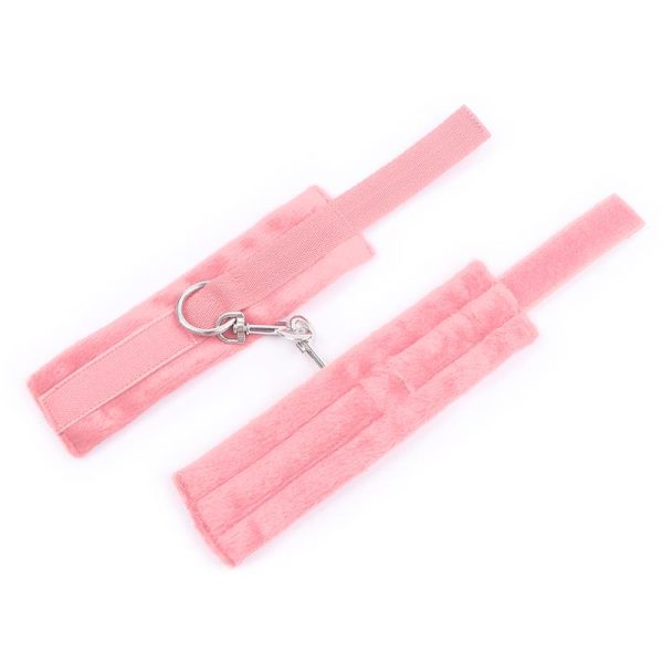 Handcuffs with Velcro with Long Fur Pink - Image 2